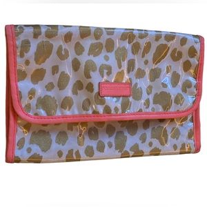 Travel Toiletries bag pink and gold animal print one size